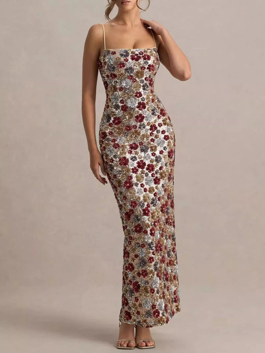 Vestido Celeste Bordado – Esplendor Floral