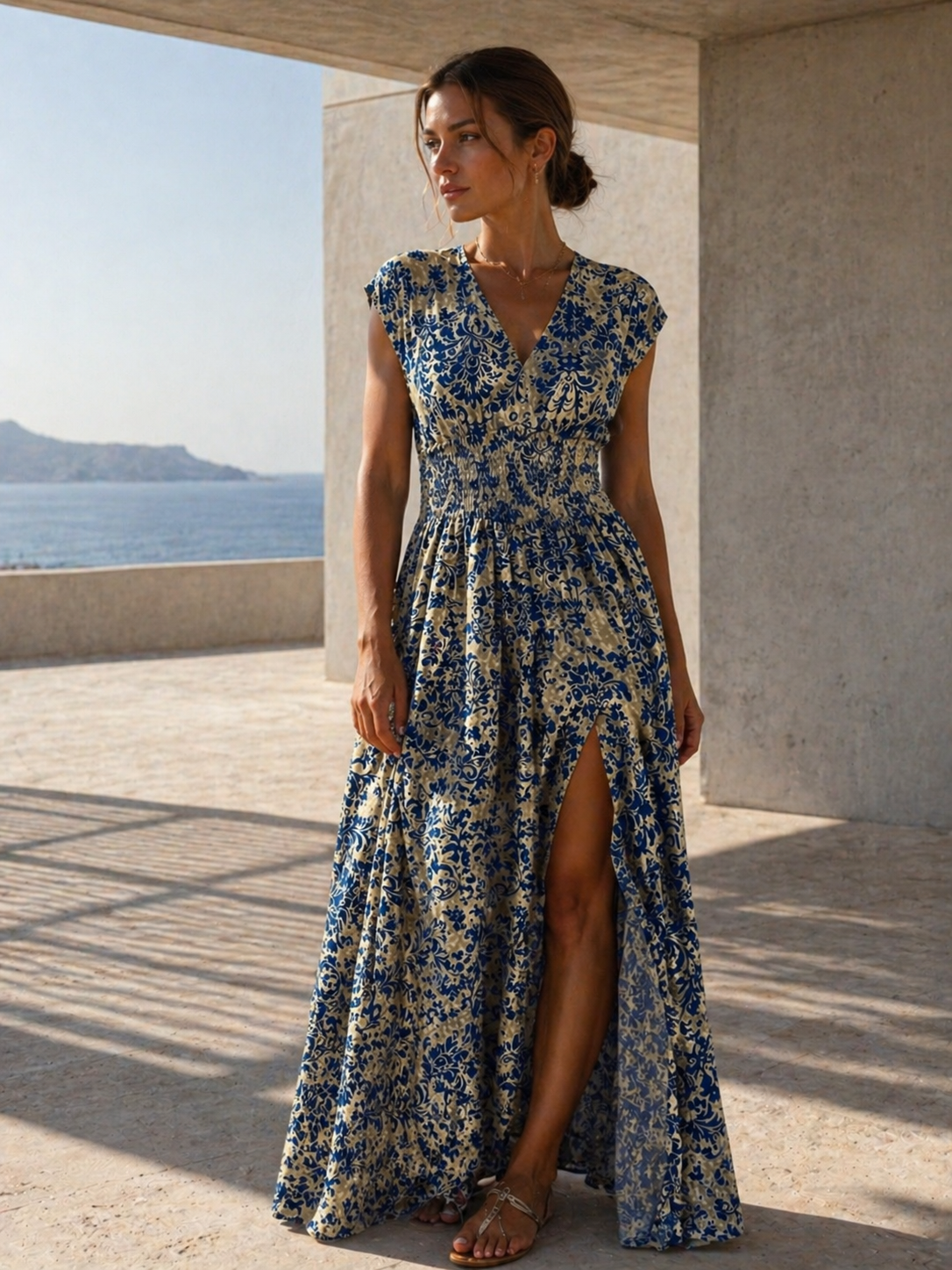 Enomi Vestido maxi con mangas