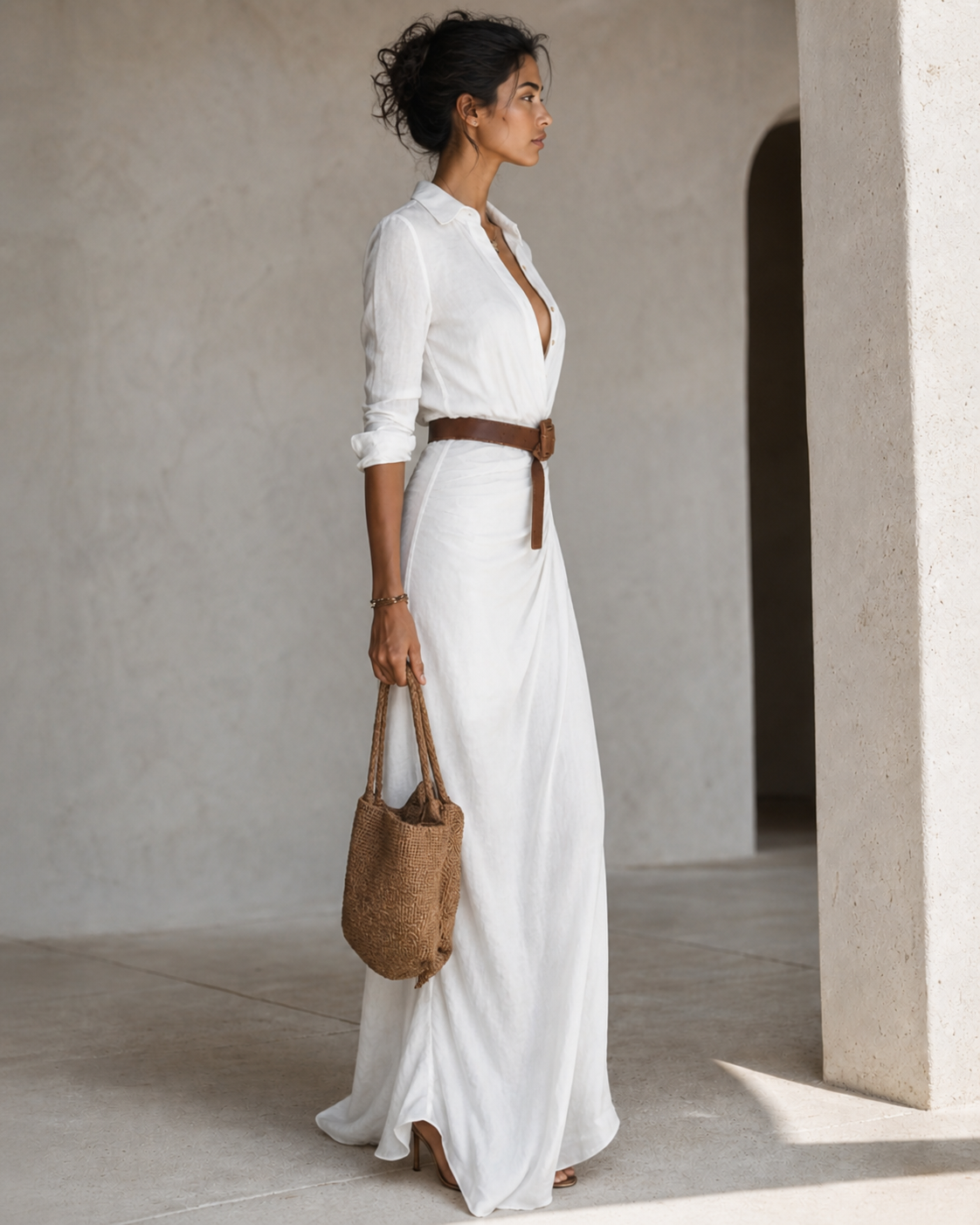 Vestido Maxi Drapeado Elegancia Arena