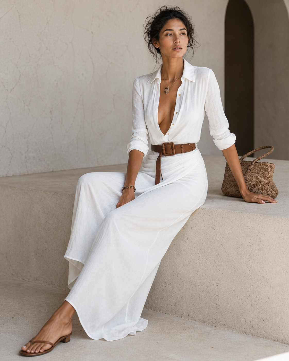 Vestido Maxi Drapeado Elegancia Arena