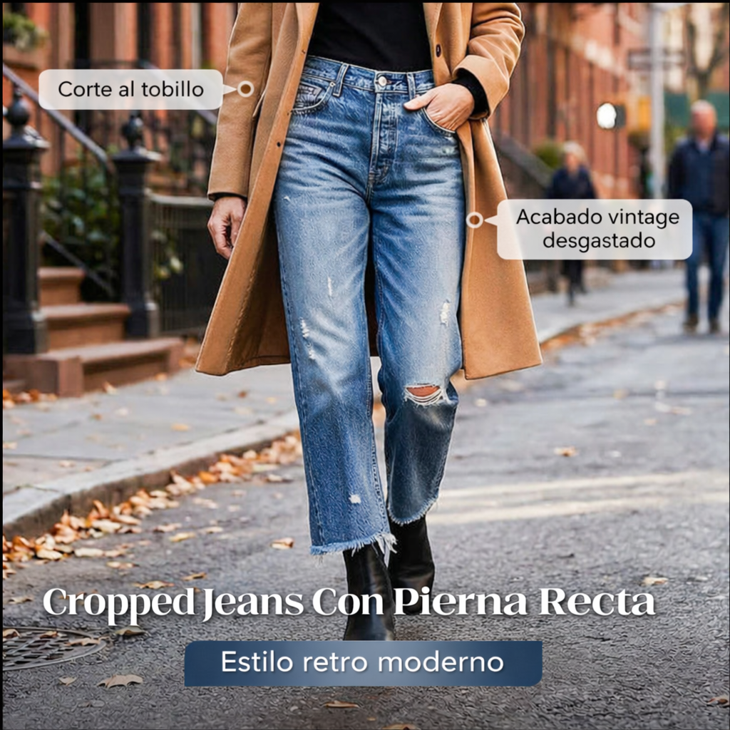 Paula - Vaqueros femeninos cropped rectos estilo retro de Valerina Milano