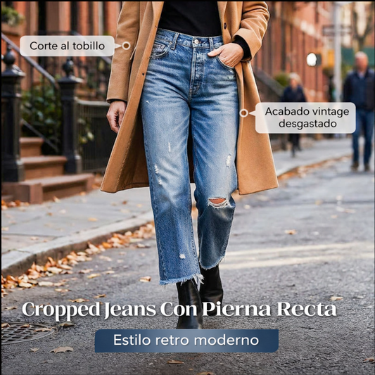 Paula - Vaqueros femeninos cropped rectos estilo retro de Valerina Milano