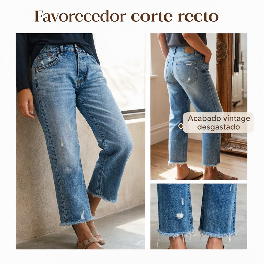 Paula - Vaqueros femeninos cropped rectos estilo retro de Valerina Milano