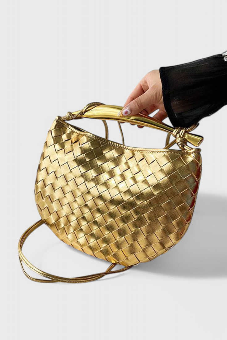 Gerda | Bolso Woven con Asa Dorada