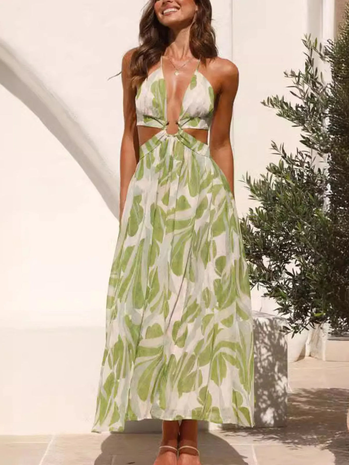 Vestido Élia Verde – Elegancia Mediterránea