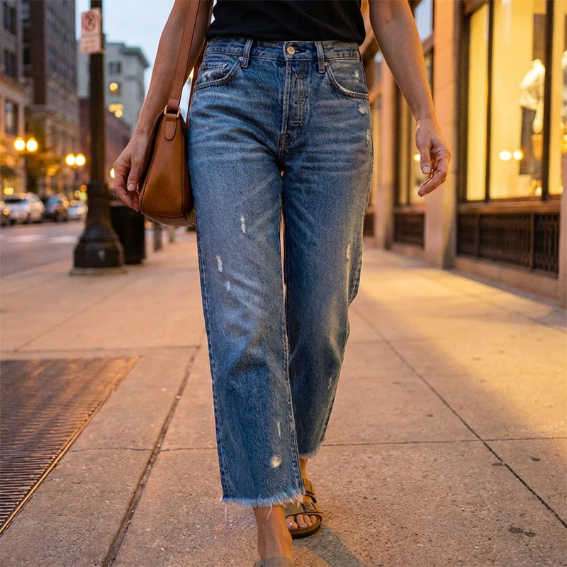 Paula - Vaqueros femeninos cropped rectos estilo retro de Valerina Milano